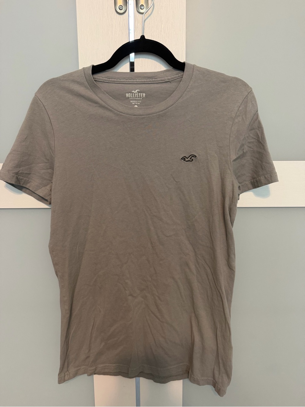 Hollister Men’s Grey Short Sleeve Crew Tee with Logo